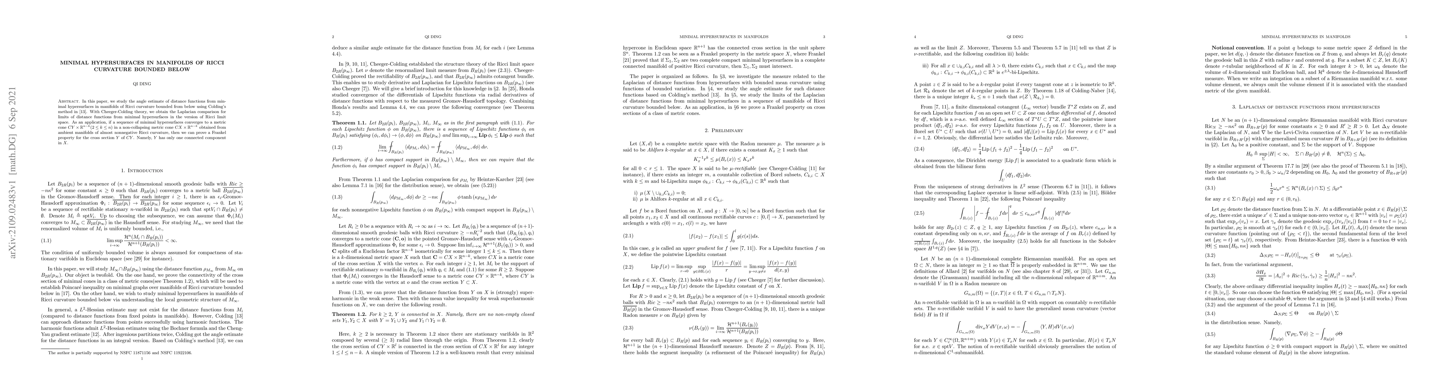 Thumbnail for Minimal hypersurfaces in manifolds of Ricci curvature bounded below