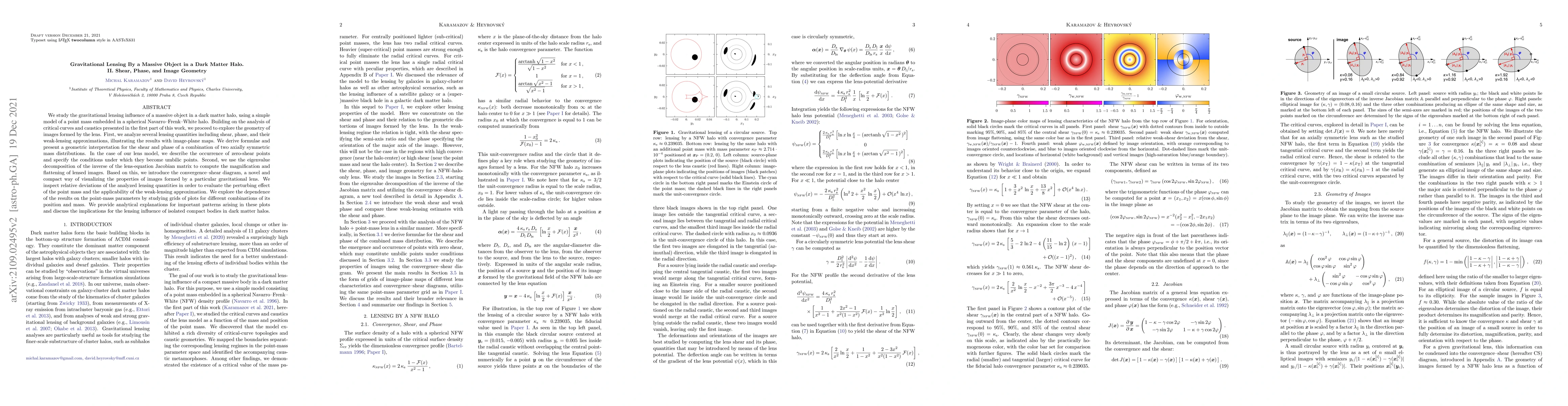 Thumbnail for Gravitational Lensing By a Massive Object in a Dark Matter Halo. II.
  Shear, Phase, and Image Geometry