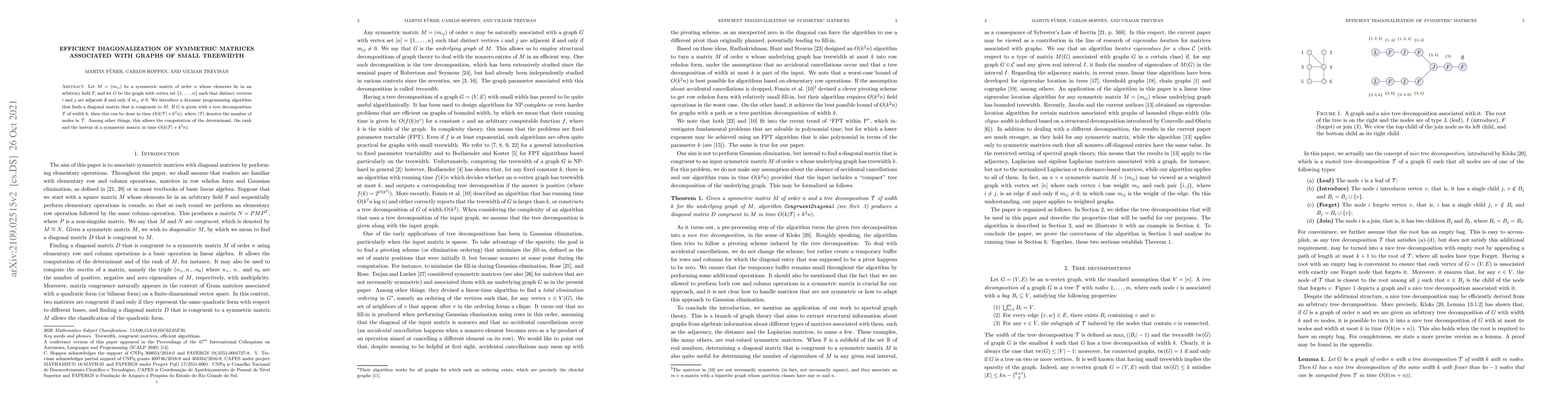 Thumbnail for Efficient diagonalization of symmetric matrices associated with graphs
  of small treewidth