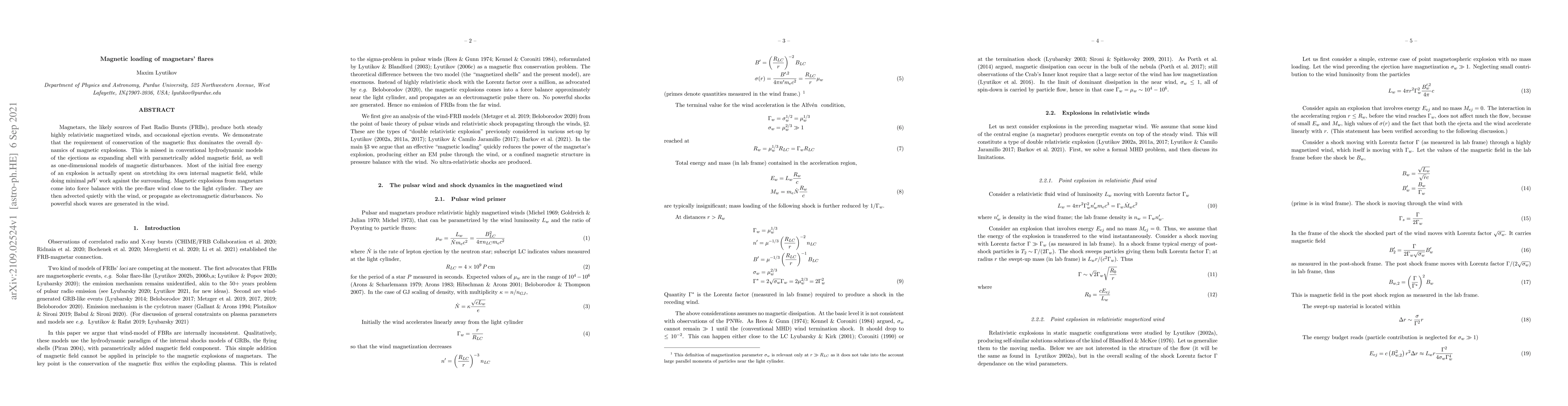 Thumbnail for Magnetic loading of magnetars' flares