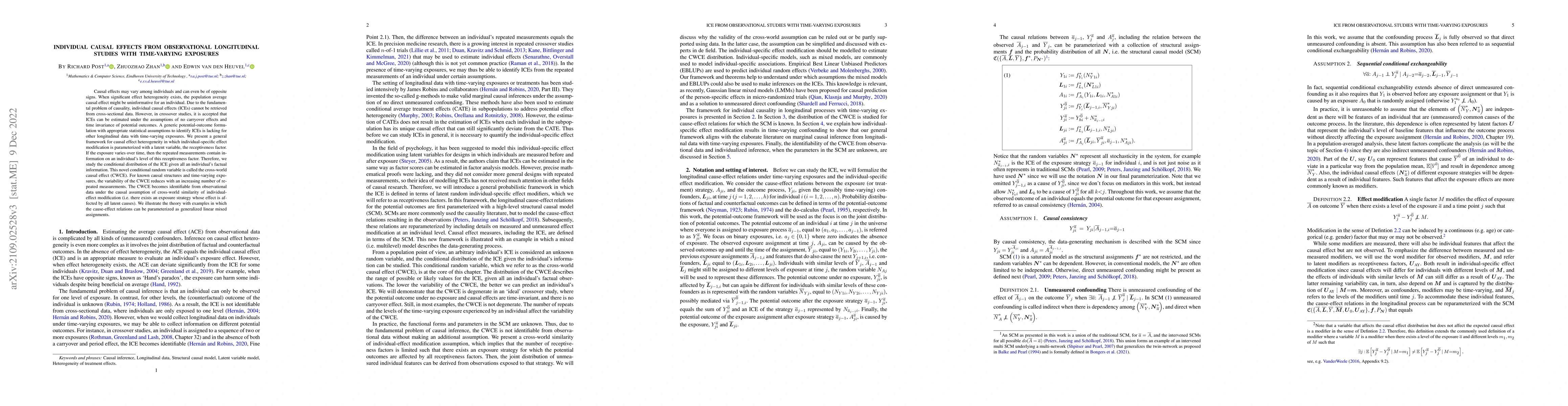 Thumbnail for Individual causal effects from observational longitudinal studies with
  time-varying exposures