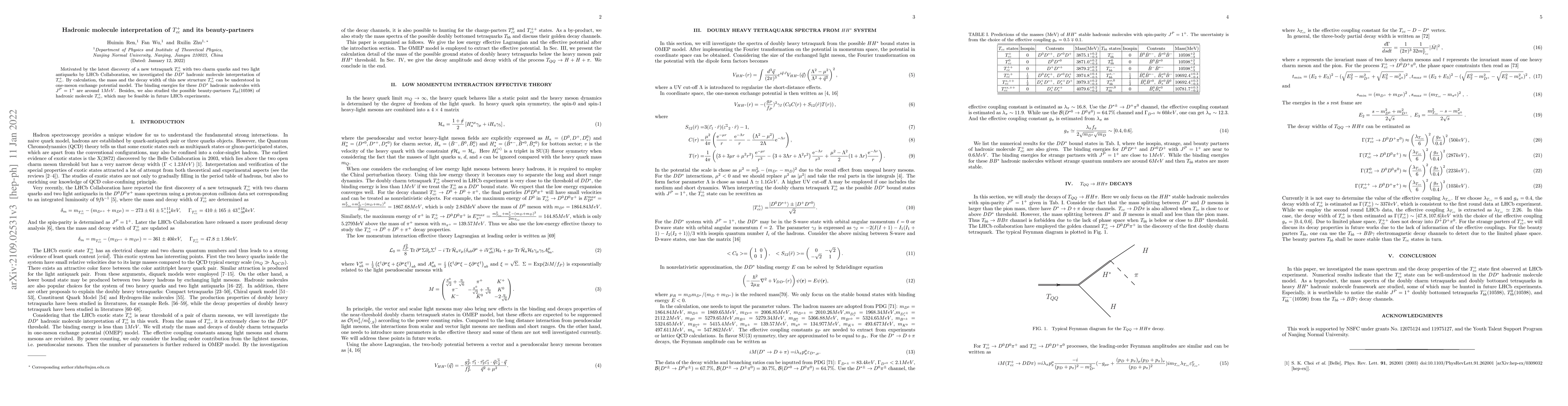 Thumbnail for Hadronic molecule interpretation of $T^+_{cc}$ and its beauty-partners