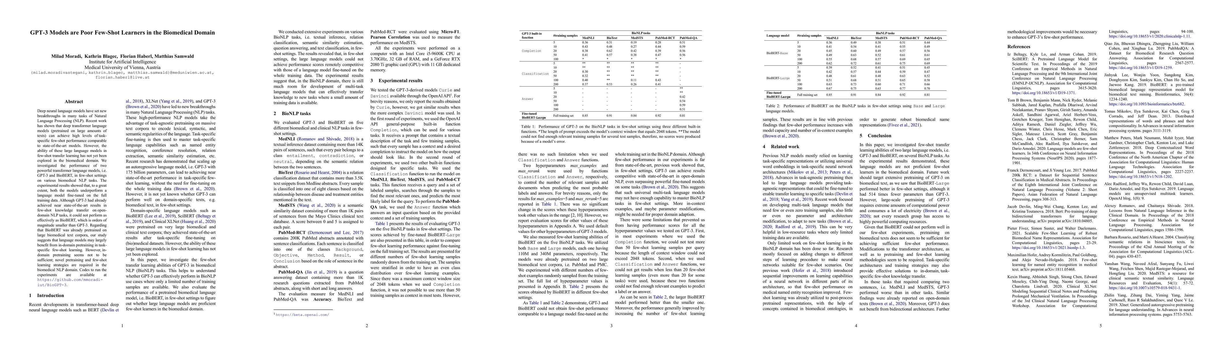 Thumbnail for GPT-3 Models are Poor Few-Shot Learners in the Biomedical Domain