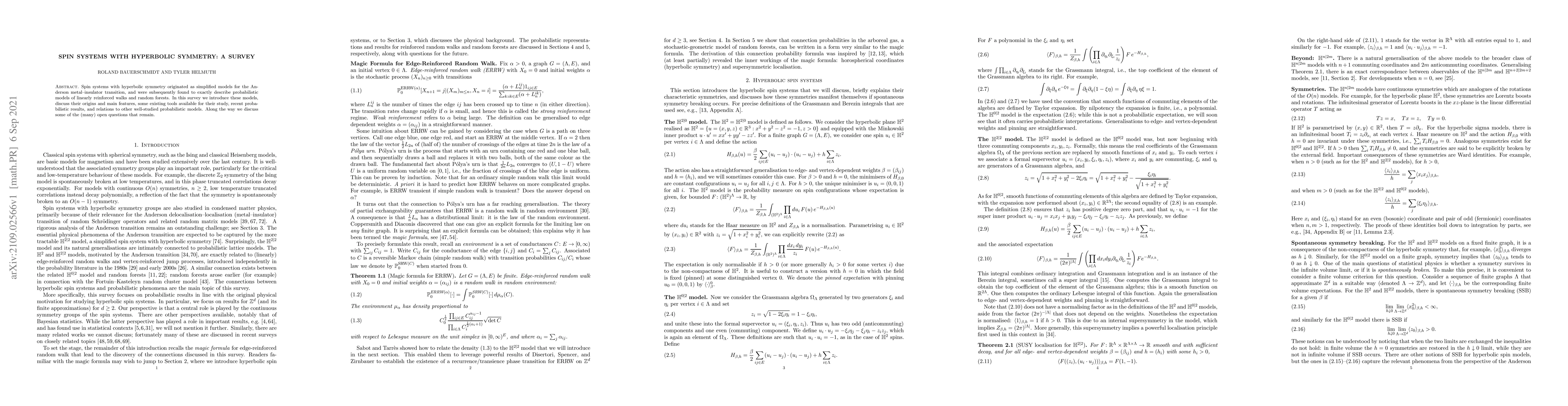 Thumbnail for Spin systems with hyperbolic symmetry: a survey