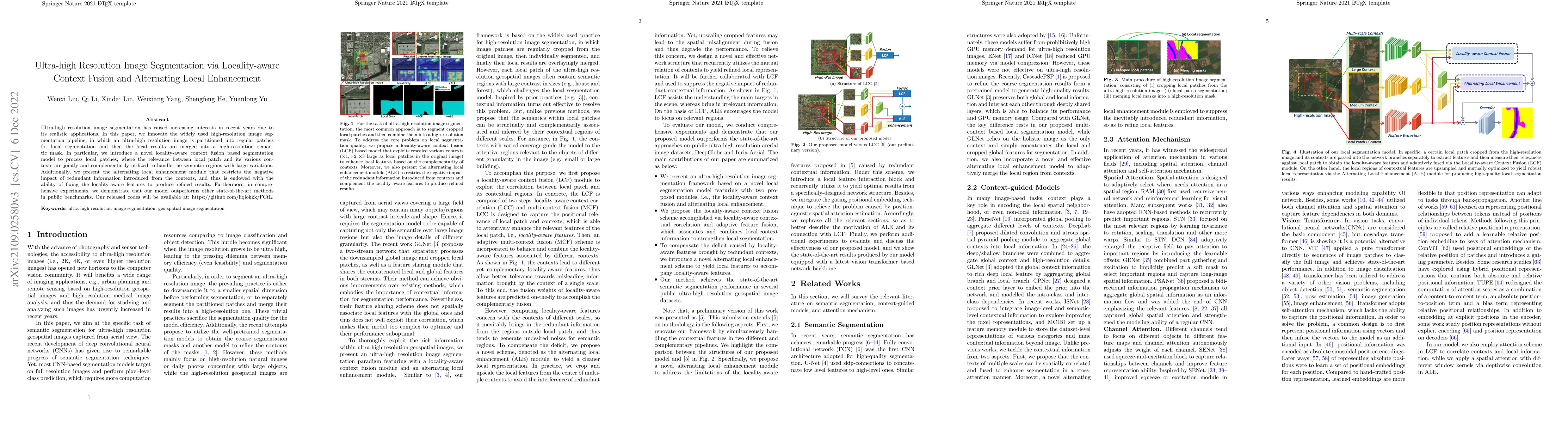 Thumbnail for Ultra-high Resolution Image Segmentation via Locality-aware Context
  Fusion and Alternating Local Enhancement