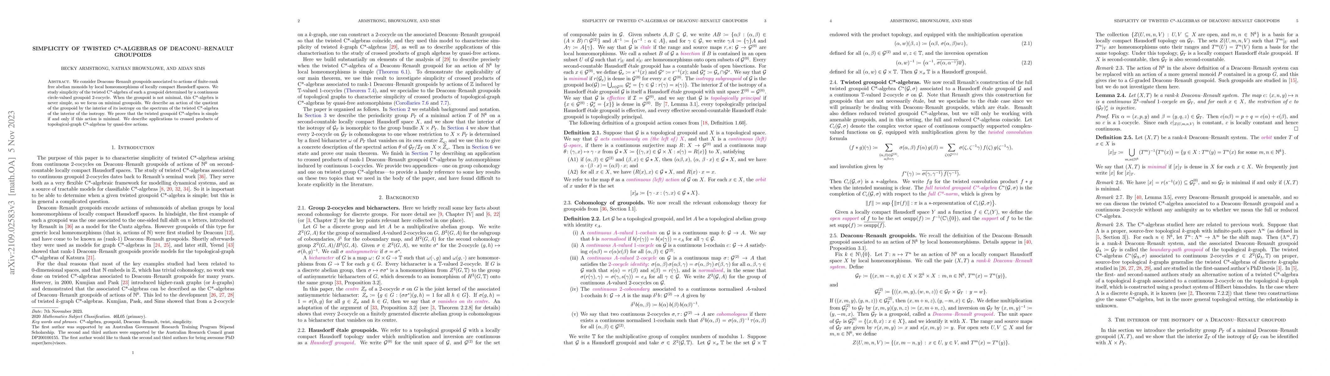 Thumbnail for Simplicity of twisted C*-algebras of Deaconu--Renault groupoids