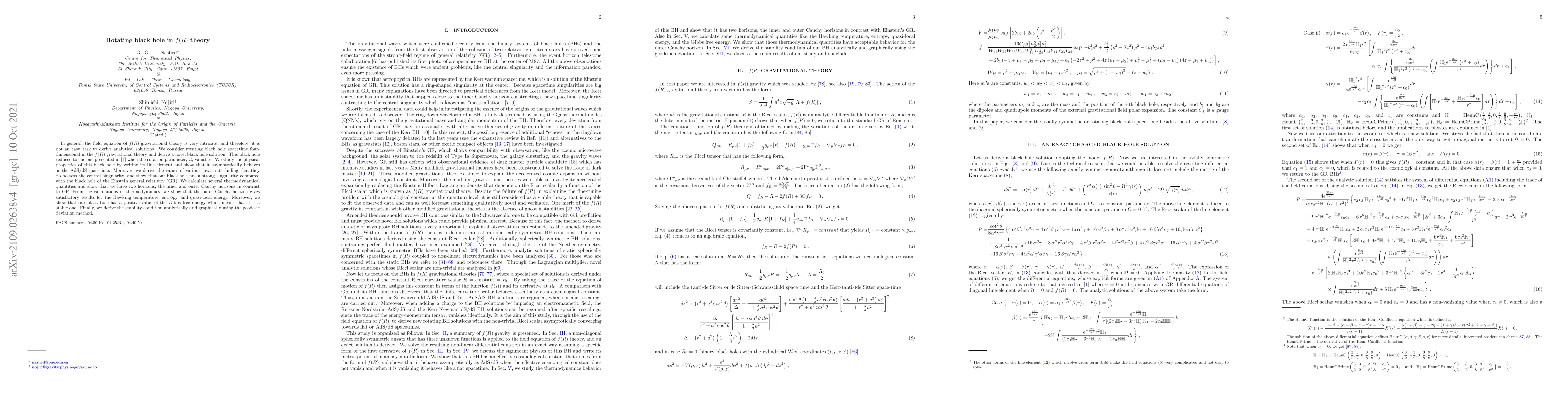 Thumbnail for Rotating black hole in $f(R)$ theory