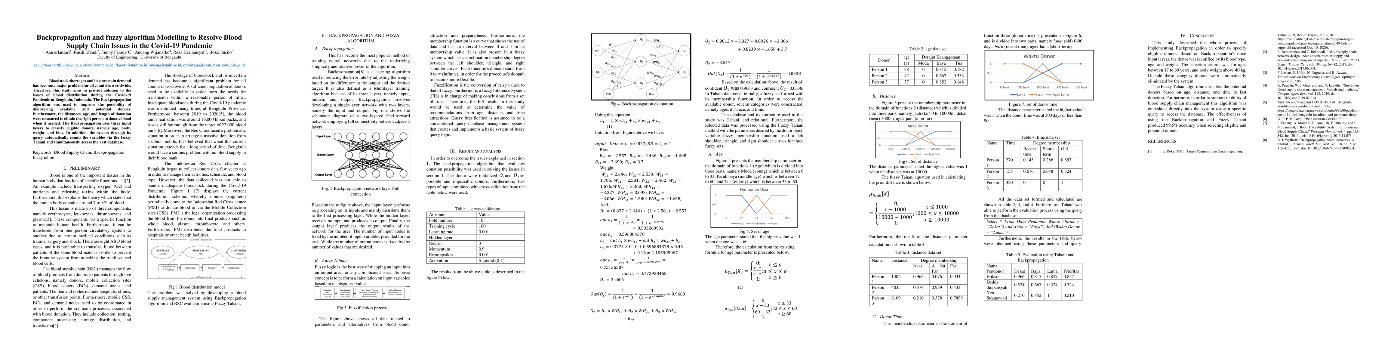 Thumbnail for Backpropagation and fuzzy algorithm Modelling to Resolve Blood Supply
  Chain Issues in the Covid-19 Pandemic
