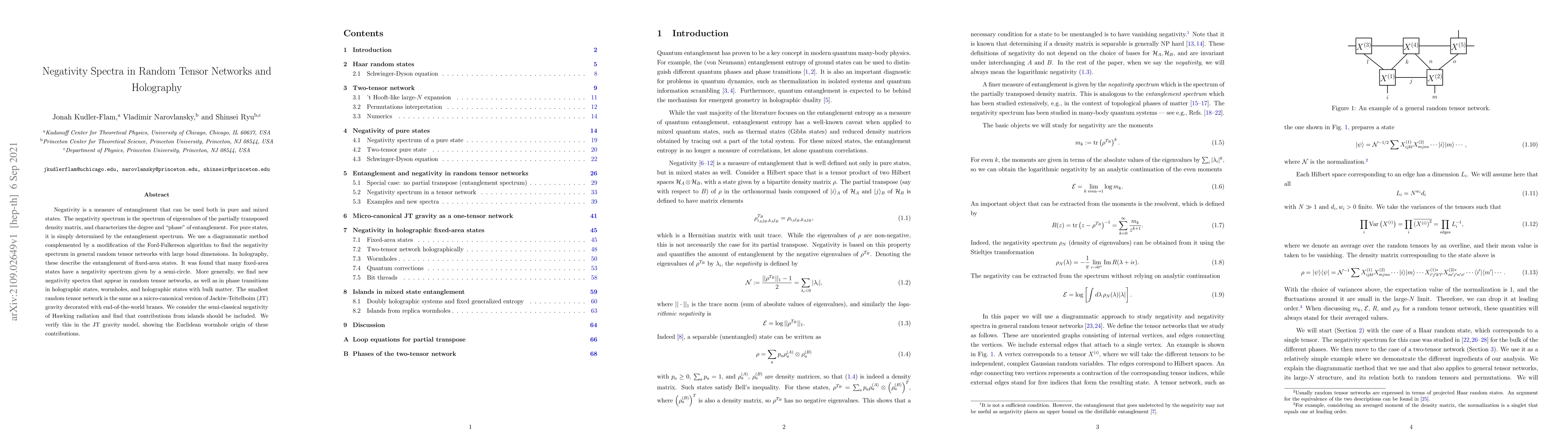 Thumbnail for Negativity Spectra in Random Tensor Networks and Holography