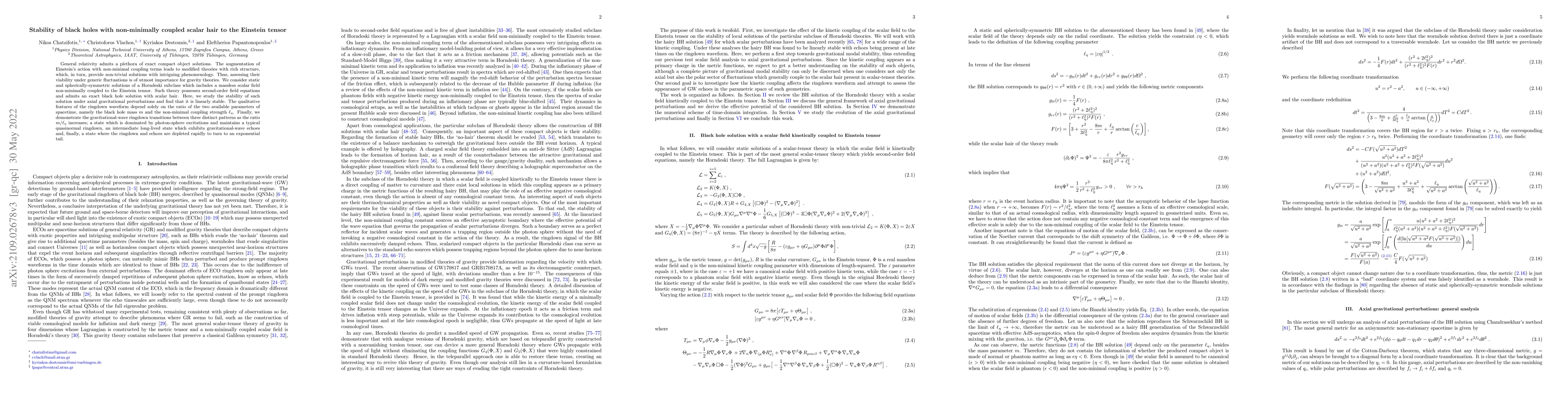 Thumbnail for Stability of black holes with non-minimally coupled scalar hair to the
  Einstein tensor