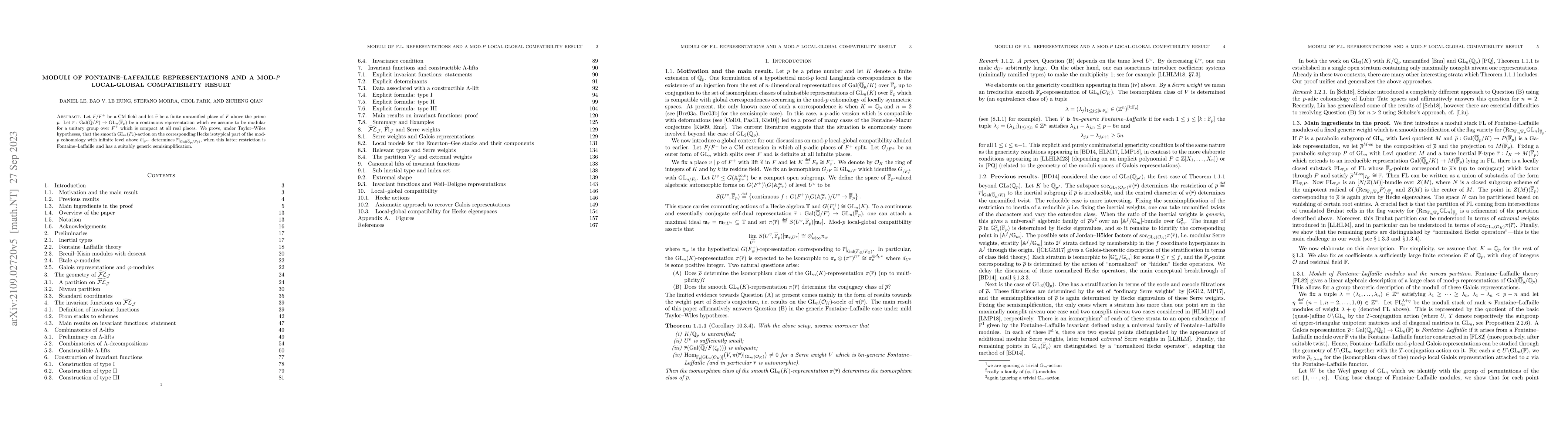 Thumbnail for Moduli of Fontaine--Laffaille representations and a mod-$p$ local-global
  compatibility result