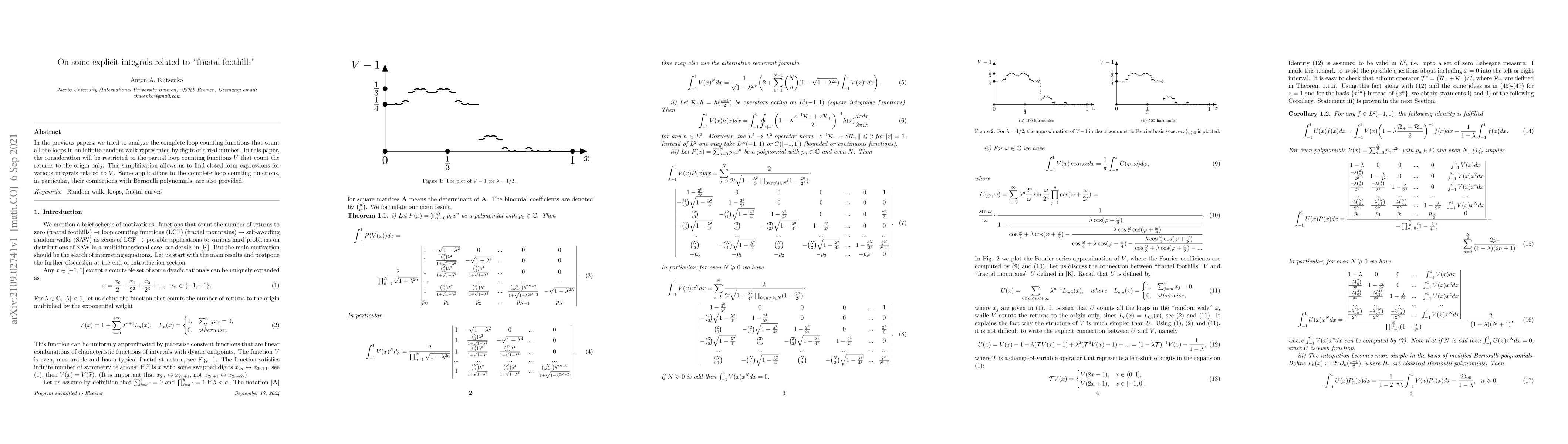 Thumbnail for On some explicit integrals related to "fractal foothills"