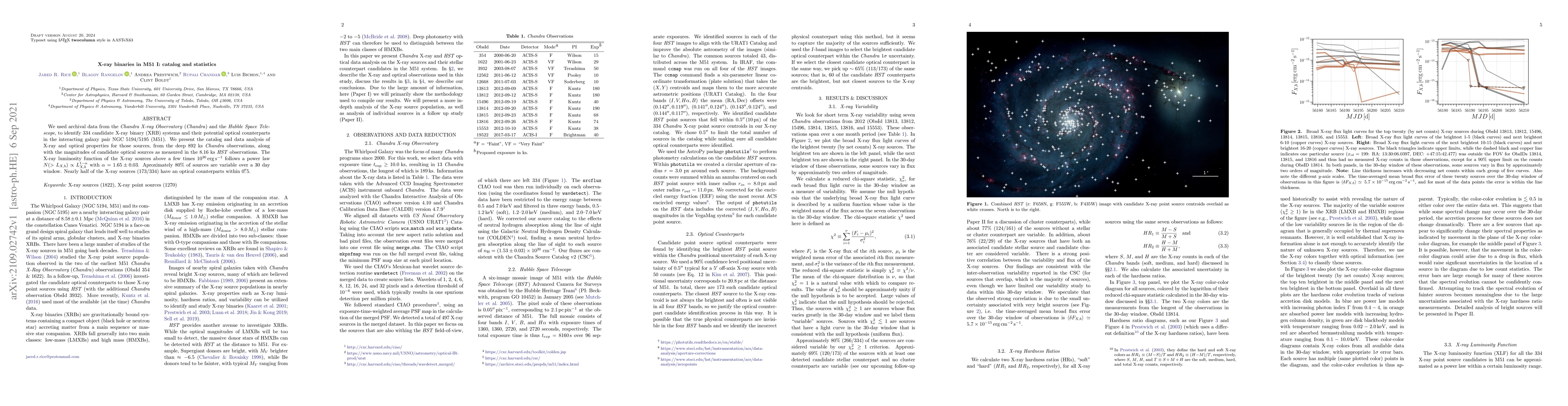 Thumbnail for X-ray binaries in M51 I: catalog and statistics