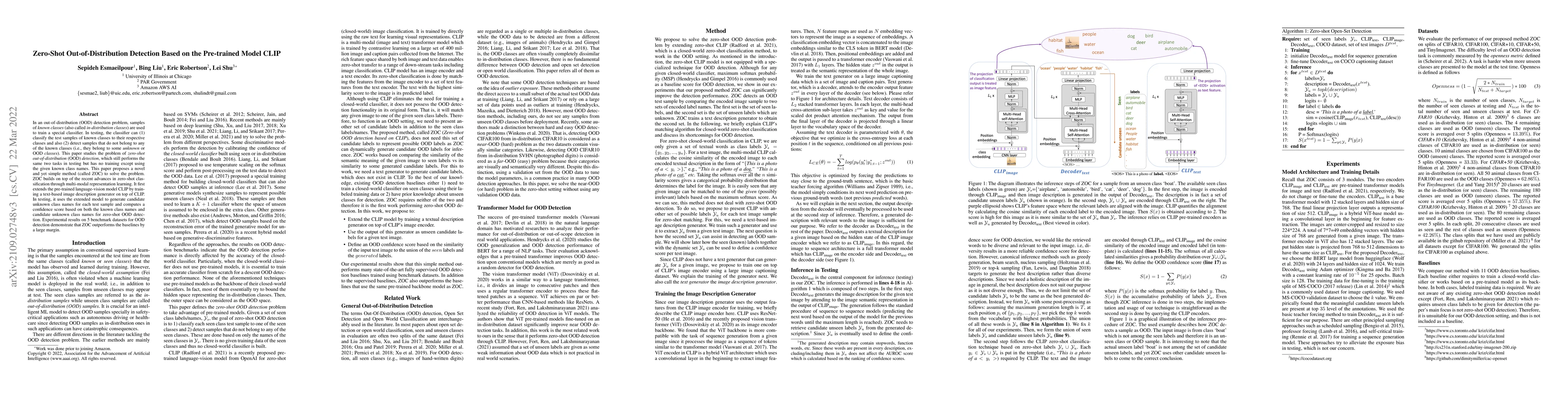 Thumbnail for Zero-Shot Out-of-Distribution Detection Based on the Pre-trained Model
  CLIP