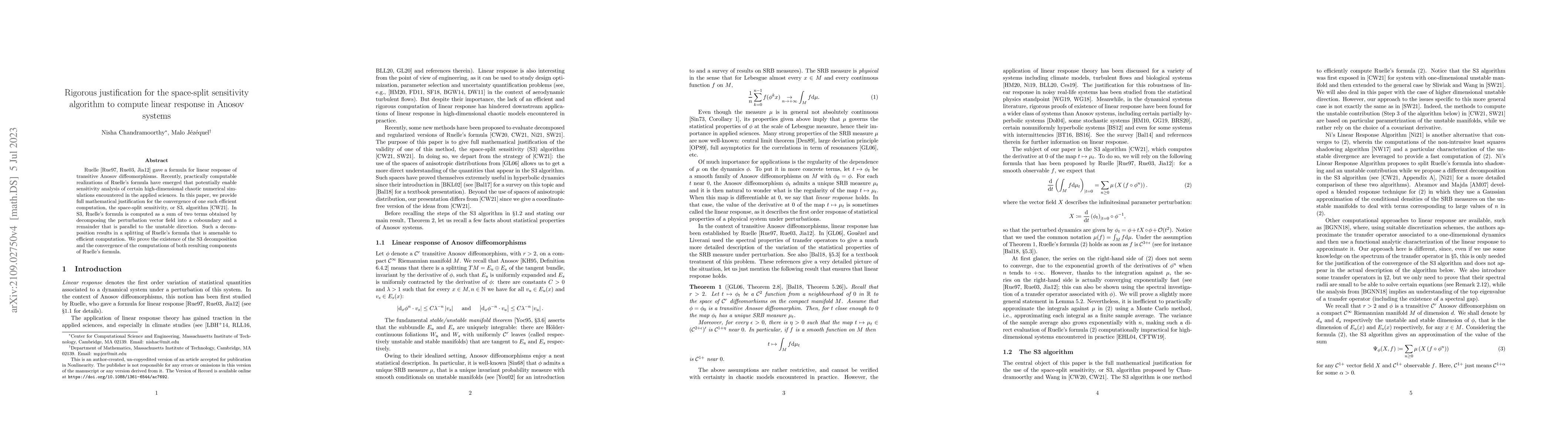Thumbnail for Rigorous justification for the space-split sensitivity algorithm to
  compute linear response in Anosov systems