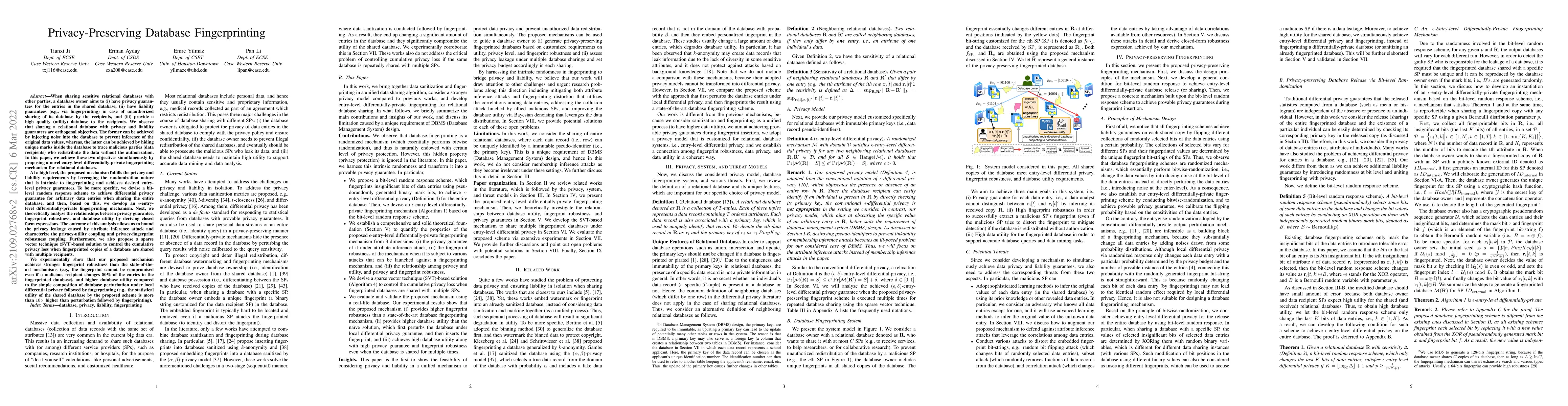 Thumbnail for Privacy-Preserving Database Fingerprinting