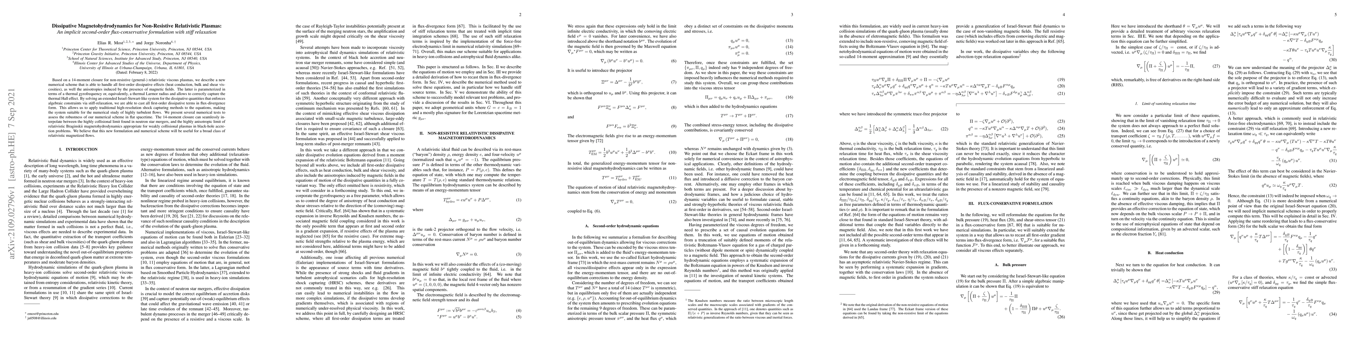 Thumbnail for Dissipative Magnetohydrodynamics for Non-Resistive Relativistic Plasmas