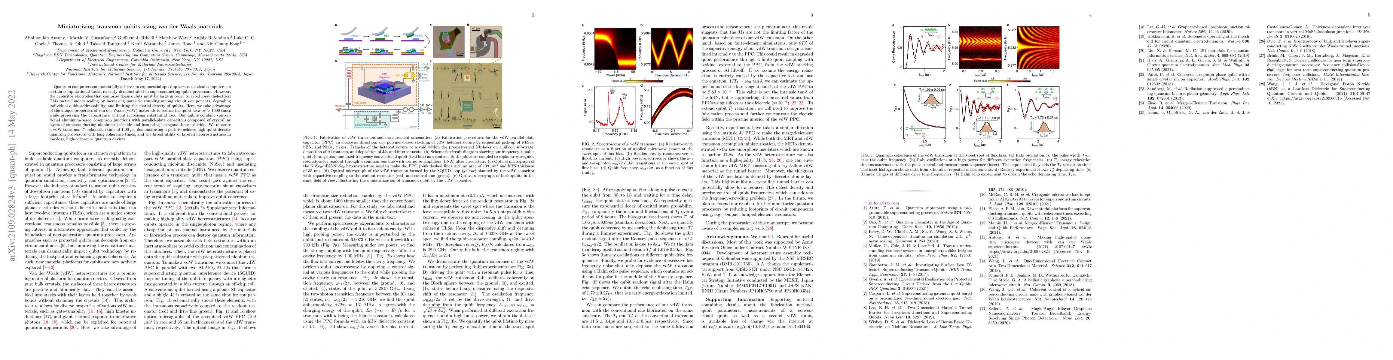 Thumbnail for Miniaturizing transmon qubits using van der Waals materials