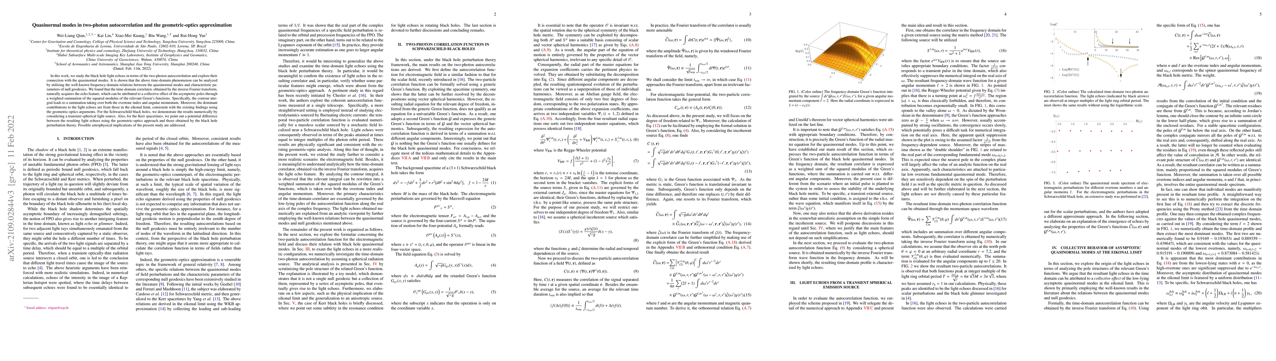 Thumbnail for Quasinormal modes in two-photon autocorrelation and the geometric-optics
  approximation