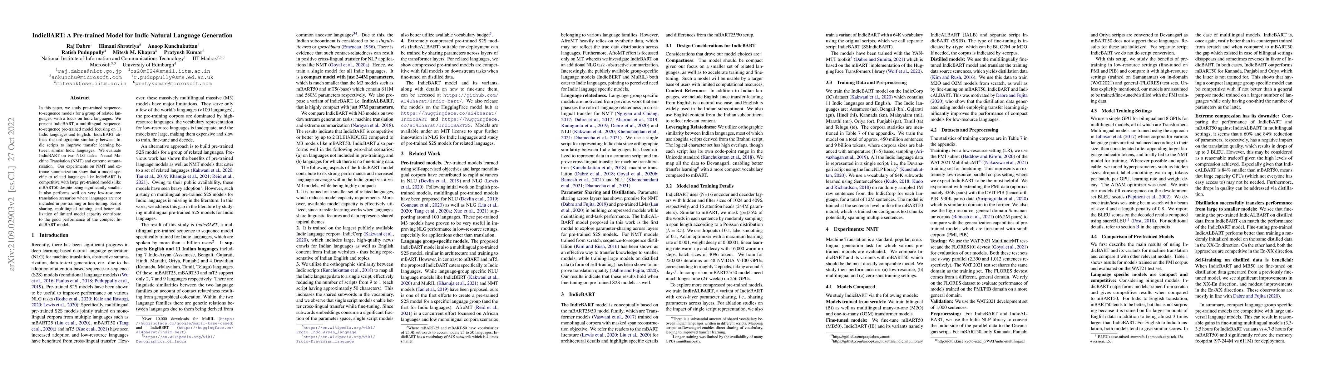 Thumbnail for IndicBART: A Pre-trained Model for Indic Natural Language Generation