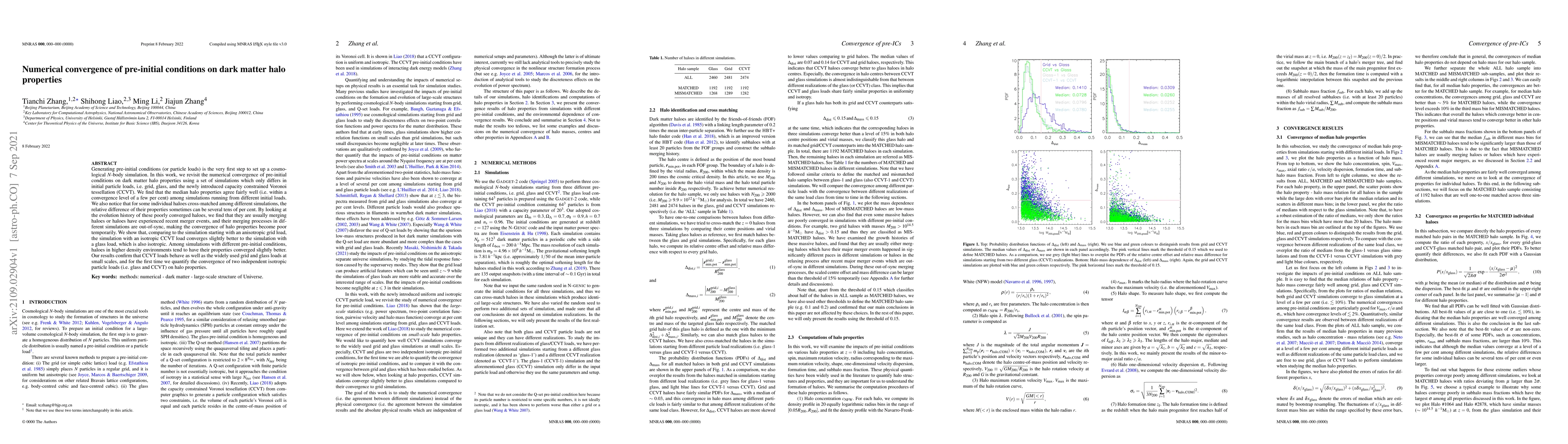 Thumbnail for Numerical convergence of pre-initial conditions on dark matter halo
  properties