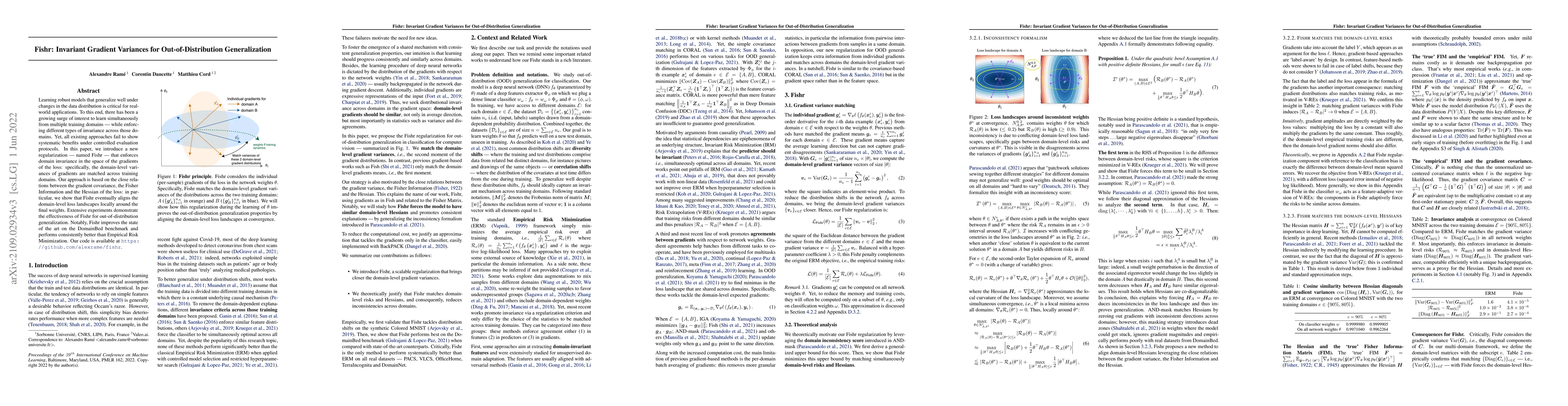 Thumbnail for Fishr: Invariant Gradient Variances for Out-of-Distribution
  Generalization