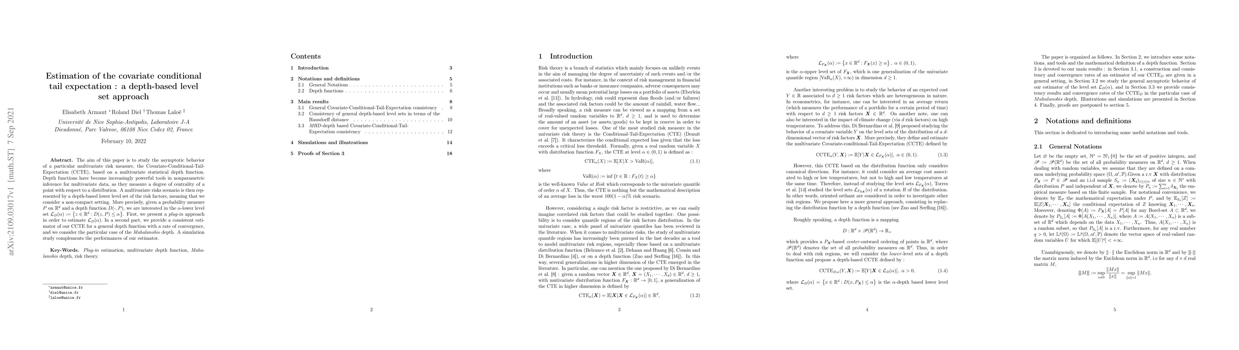 Thumbnail for Estimation of the covariate conditional tail expectation : a depth-based
  level set approach