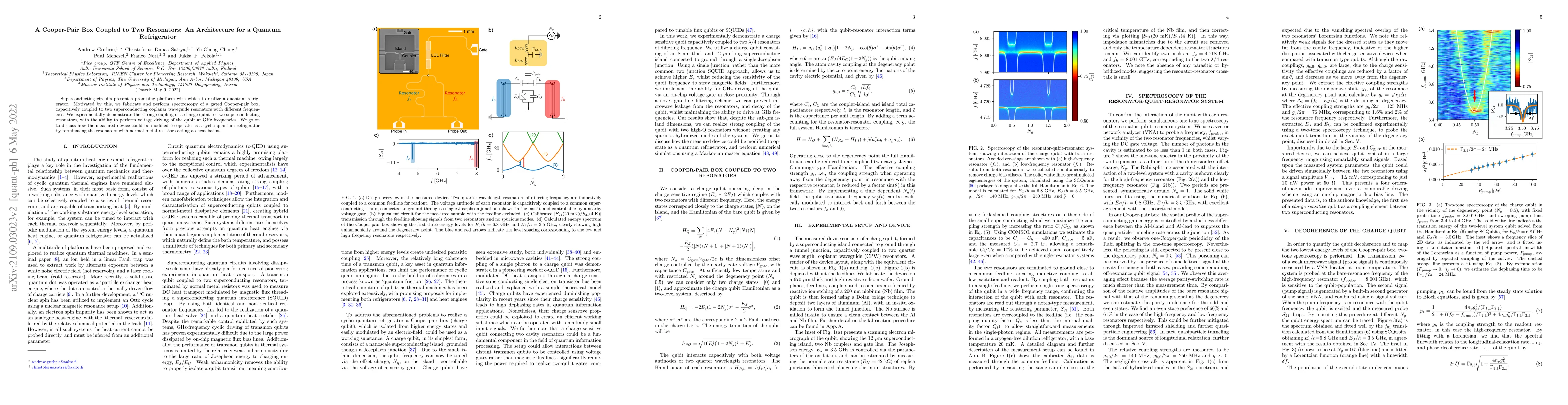 Thumbnail for A Cooper-Pair Box Coupled to Two Resonators: An Architecture for a
  Quantum Refrigerator