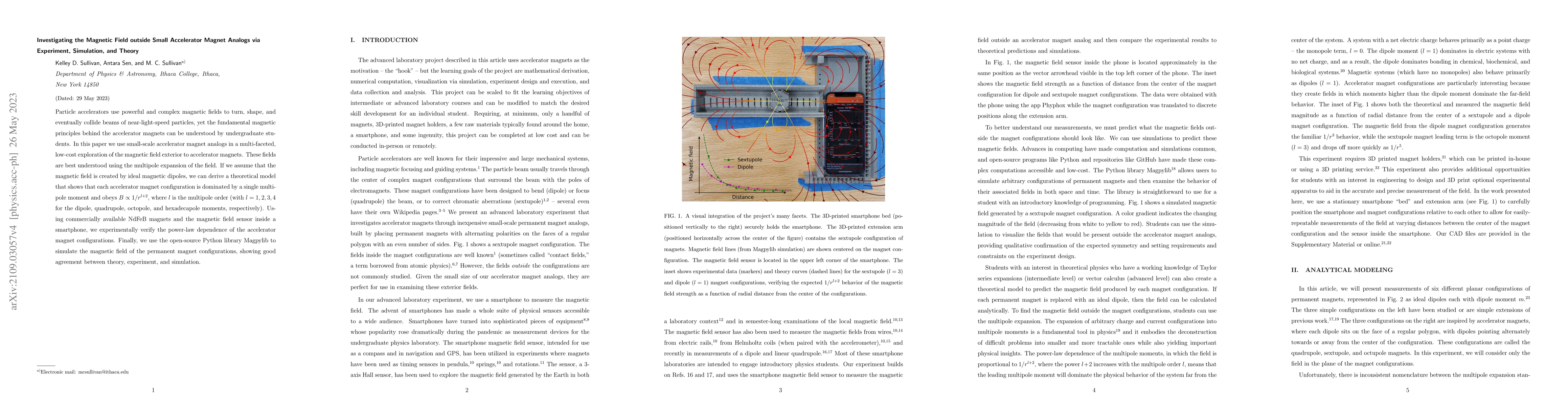 Thumbnail for Investigating the Magnetic Field outside small Accelerator Magnet
  Analogs via Experiment, Simulation, and Theory