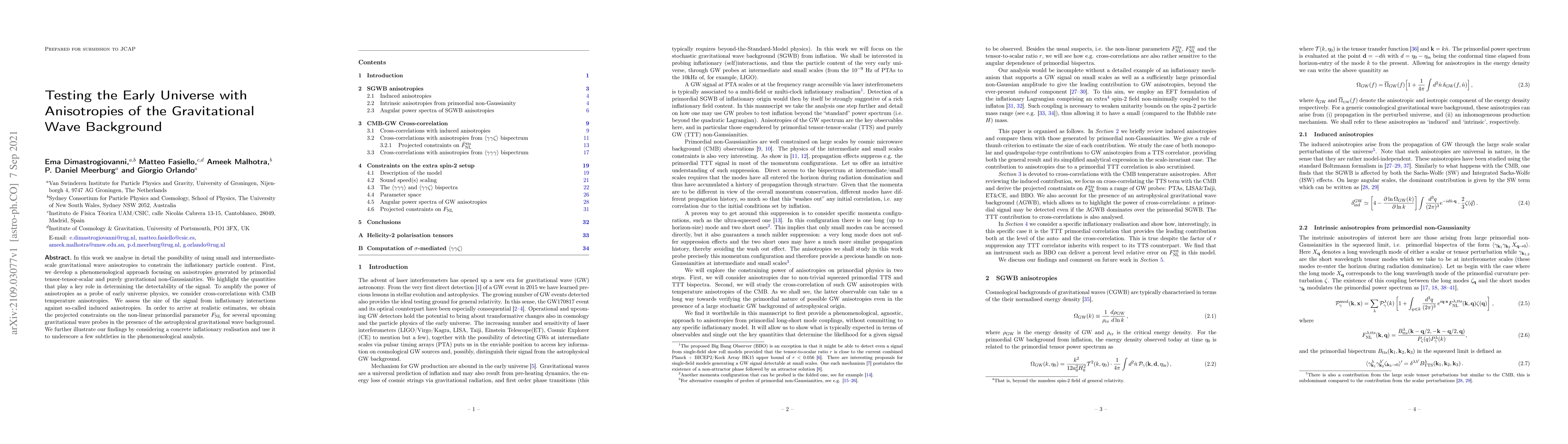 Thumbnail for Testing the Early Universe with Anisotropies of the Gravitational Wave
  Background