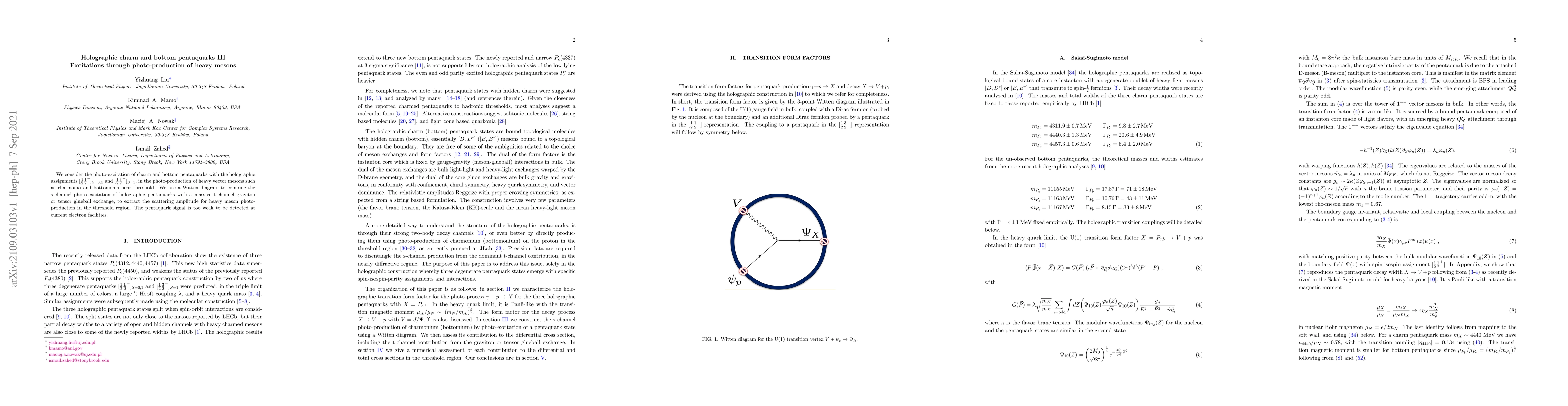 Thumbnail for Holographic charm and bottom pentaquarks III: Excitations through
  photo-production of heavy mesons