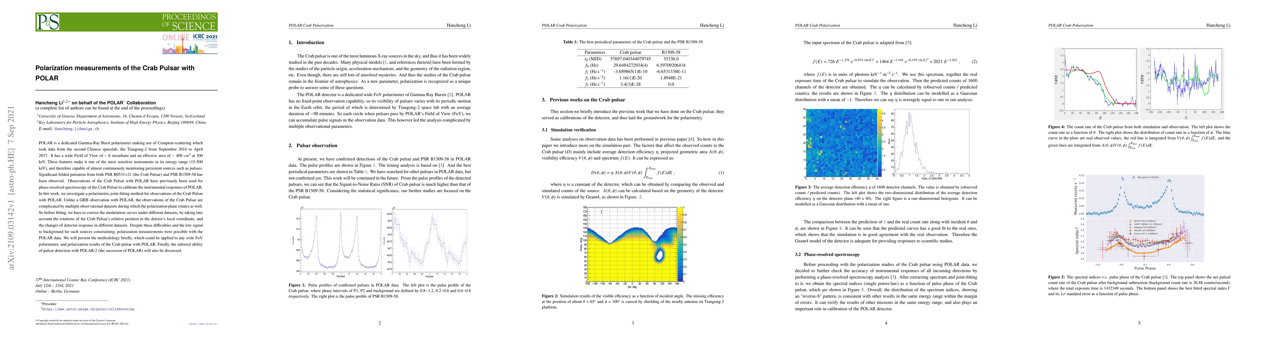 Thumbnail for Polarization measurements of the Crab Pulsar with POLAR