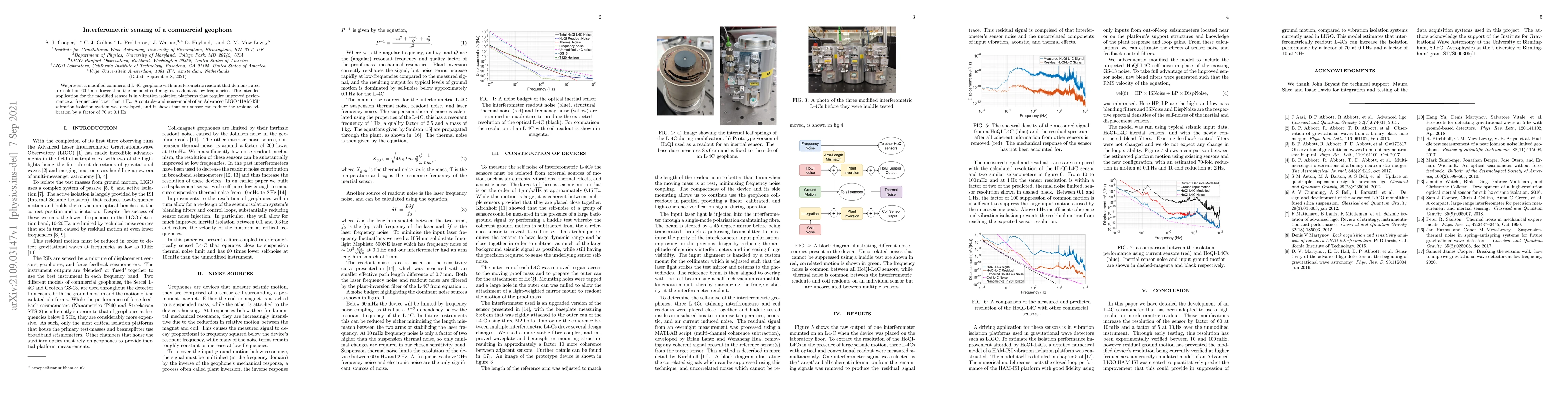 Thumbnail for Interferometric sensing of a commercial geophone