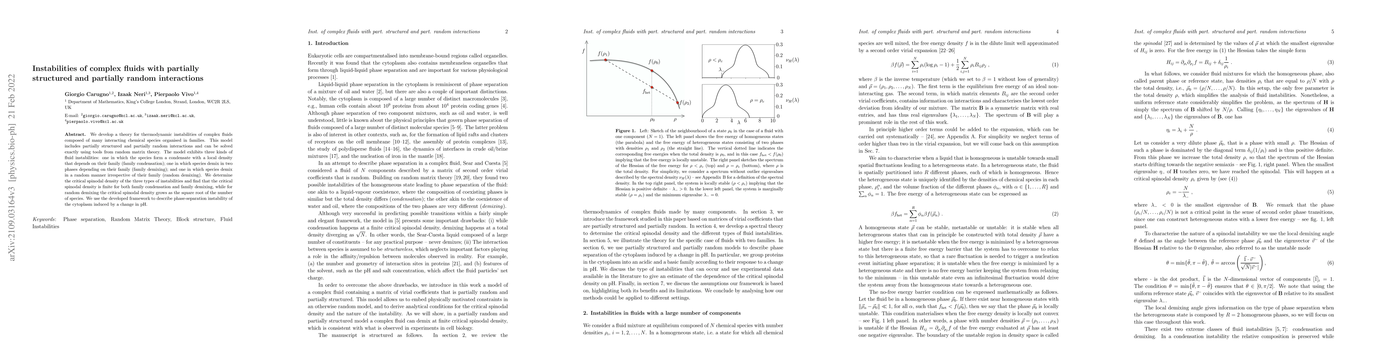 Thumbnail for Instabilities of complex fluids with partially structured and partially
  random interactions