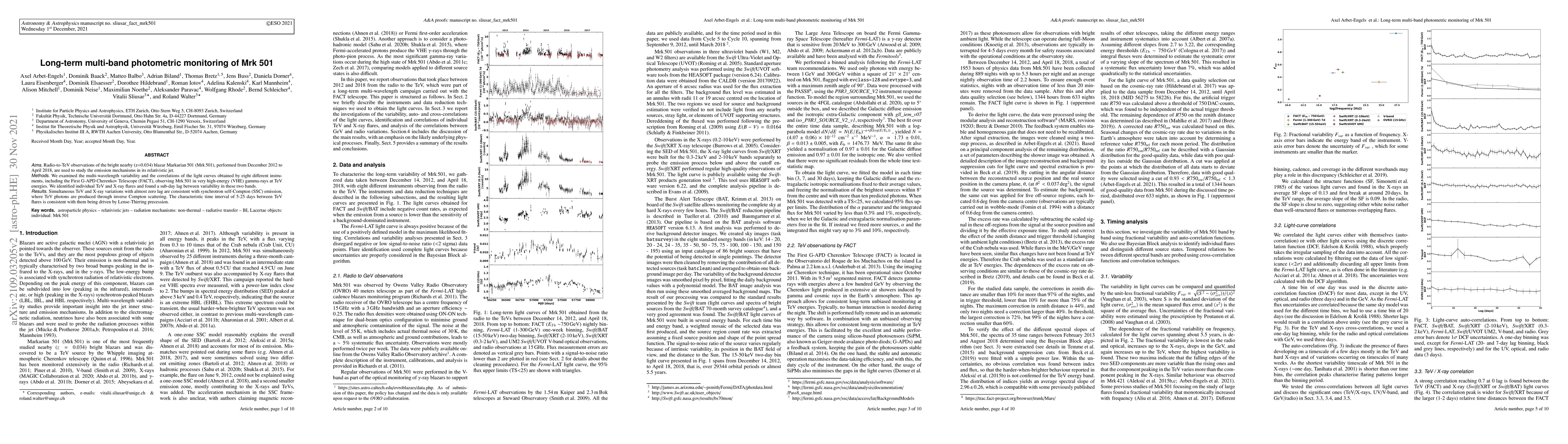 Thumbnail for Long-term multi-band photometric monitoring of Mrk 501