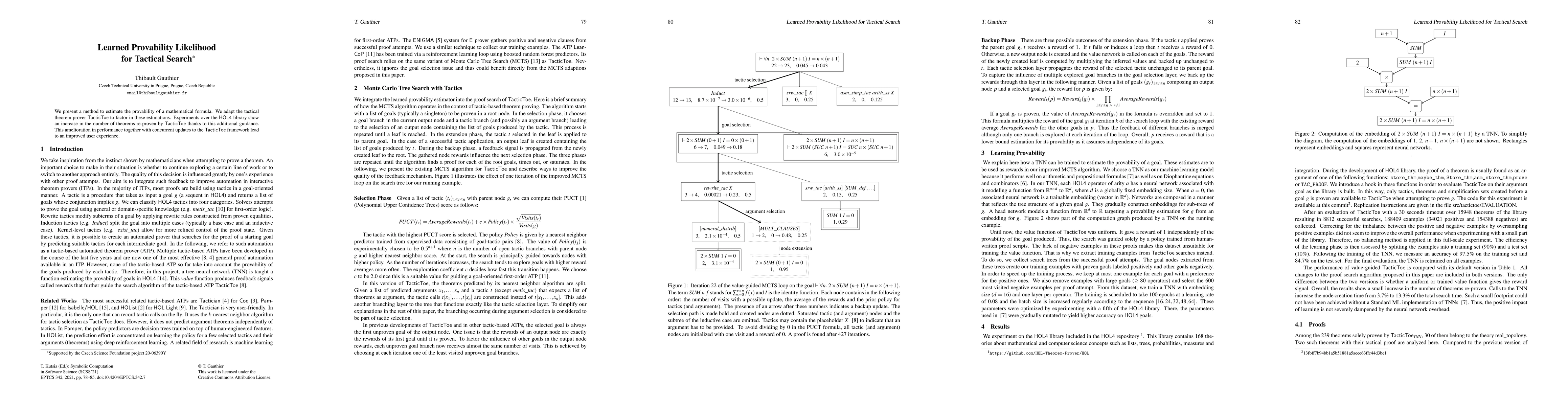 Thumbnail for Learned Provability Likelihood for Tactical Search