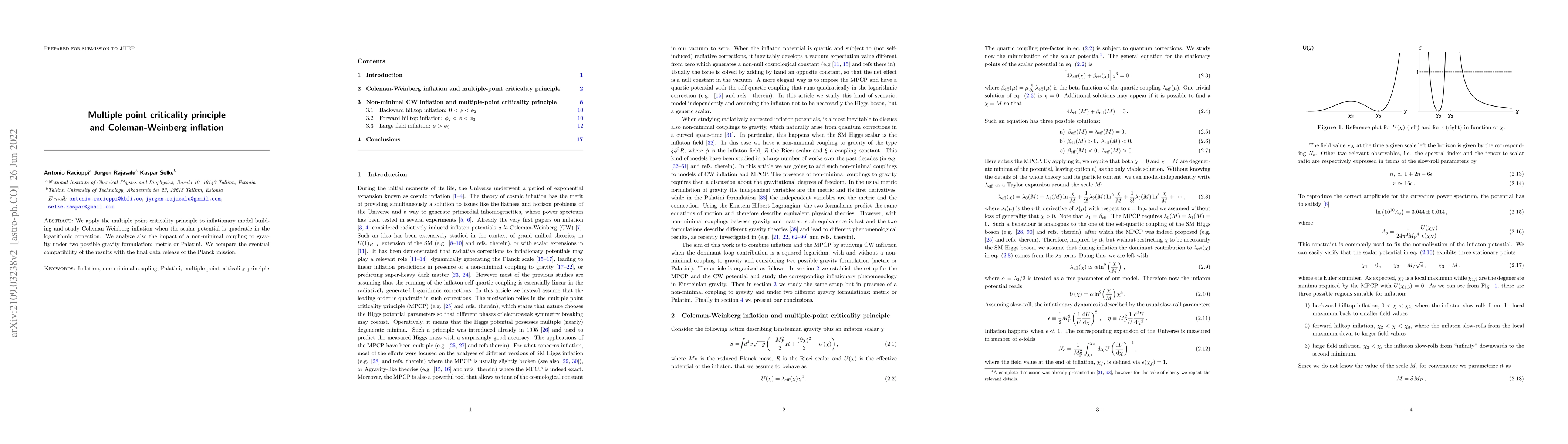 Thumbnail for Multiple point criticality principle and Coleman-Weinberg inflation