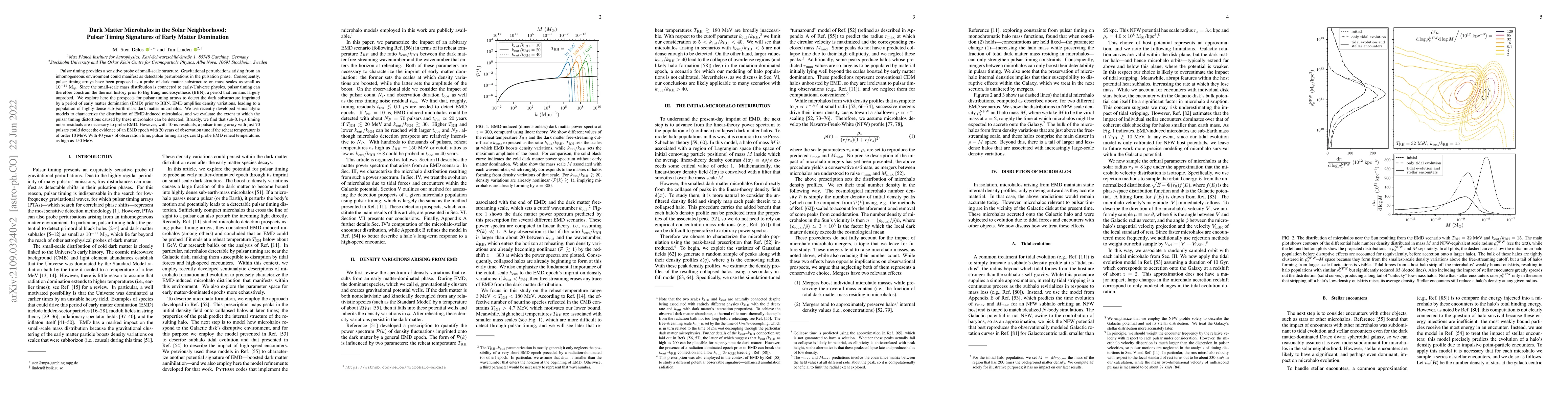 Thumbnail for Dark Matter Microhalos in the Solar Neighborhood: Pulsar Timing
  Signatures of Early Matter Domination