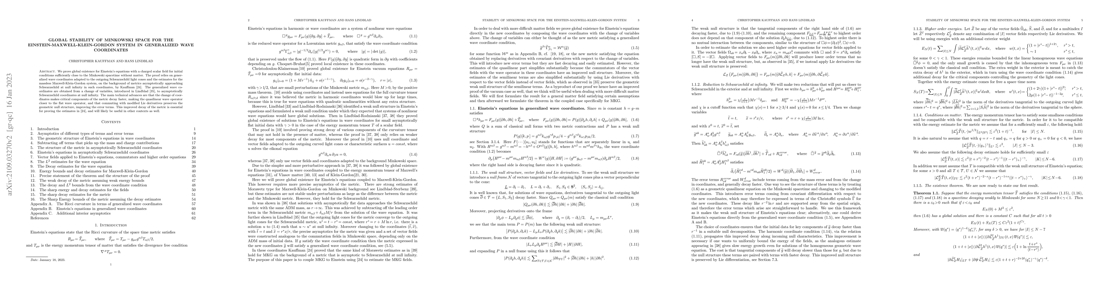 Thumbnail for Global stability of Minkowski space for the
  Einstein-Maxwell-Klein-Gordon system in generalized wave coordinates