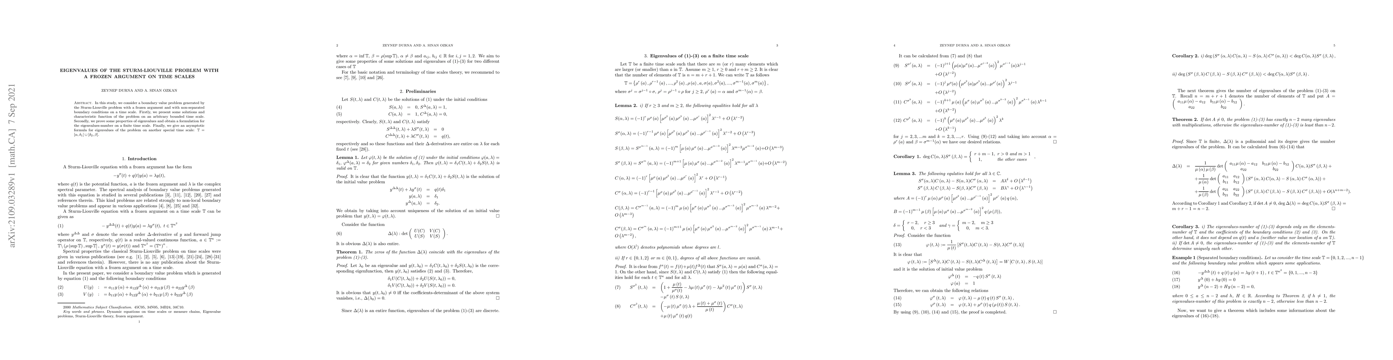 Thumbnail for Eigenvalues of the Sturm-Liouville problem with a frozen argument on
  time scales