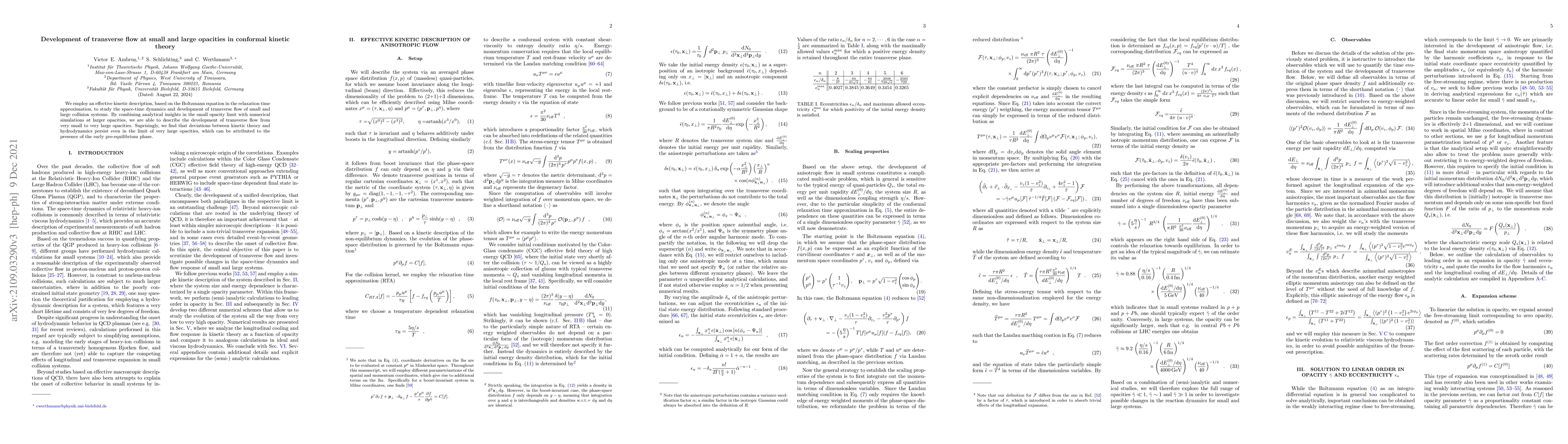 Thumbnail for Development of transverse flow at small and large opacities in conformal
  kinetic theory