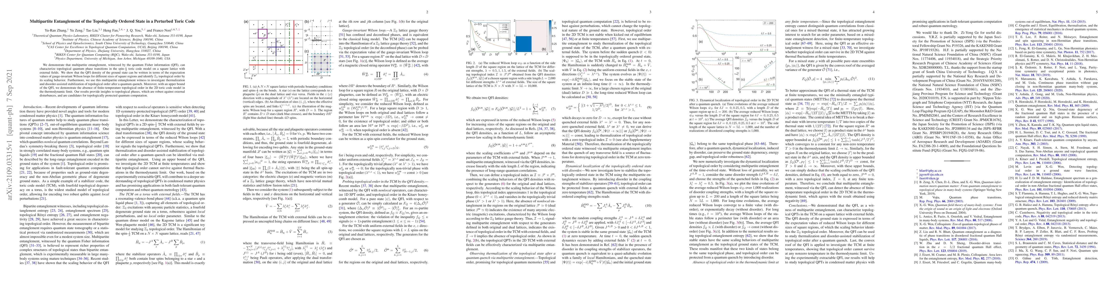 Thumbnail for Multipartite entanglement of the topologically ordered state in a
  perturbed toric code