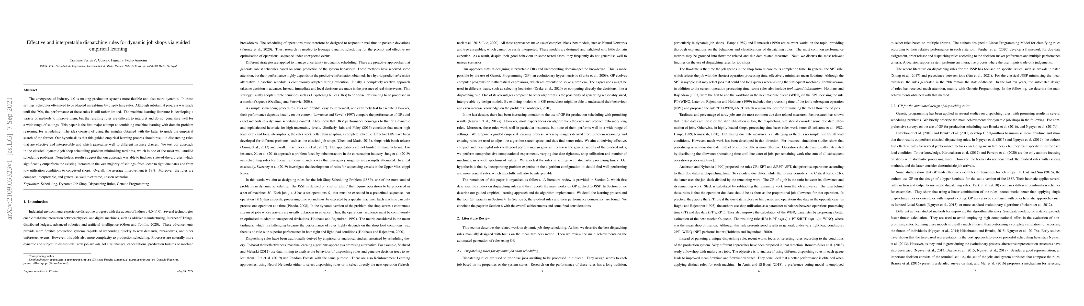Thumbnail for Effective and interpretable dispatching rules for dynamic job shops via
  guided empirical learning