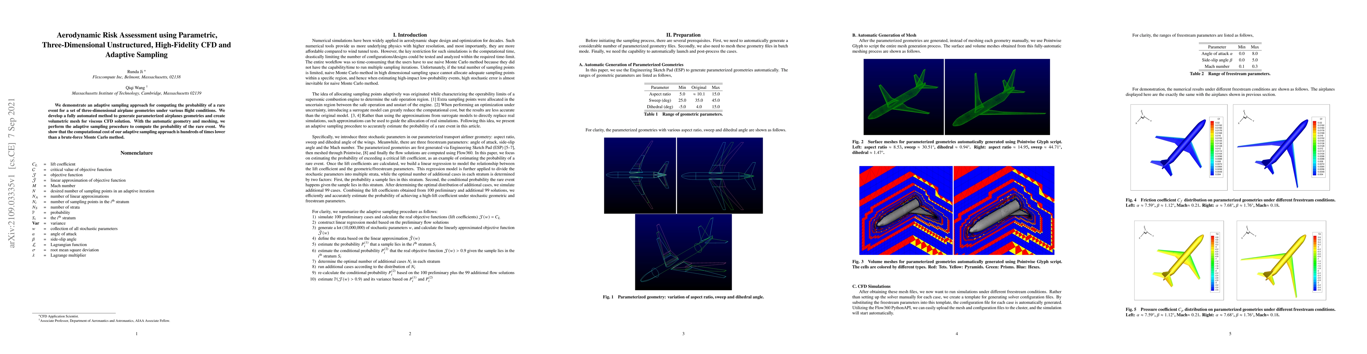 Thumbnail for Aerodynamic Risk Assessment using Parametric, Three-Dimensional
  Unstructured, High-Fidelity CFD and Adaptive Sampling