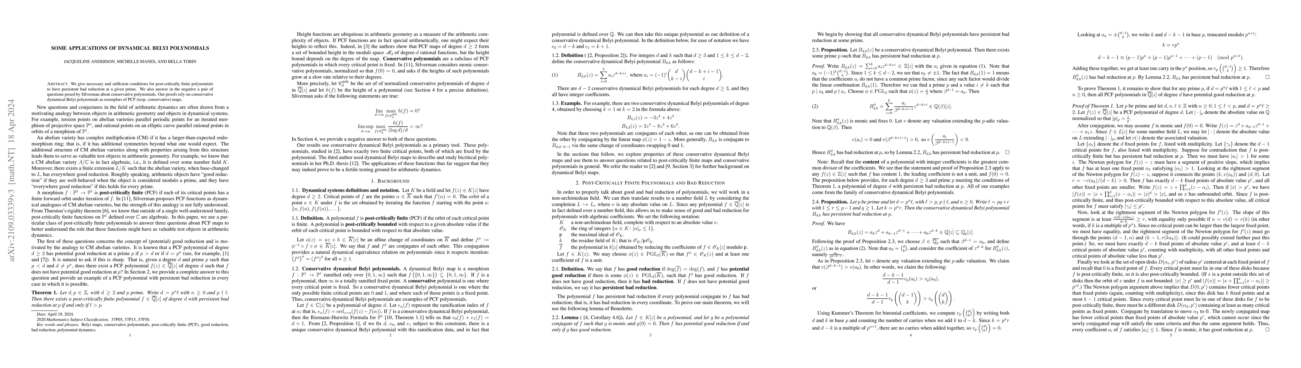 Thumbnail for Some Applications of Dynamical Belyi Polynomials