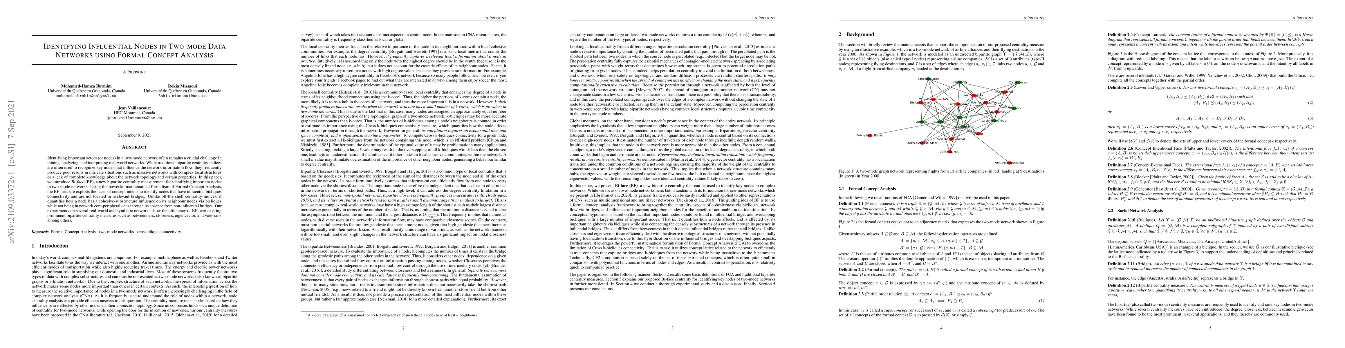 Thumbnail for Identifying Influential Nodes in Two-mode Data Networks using Formal
  Concept Analysis