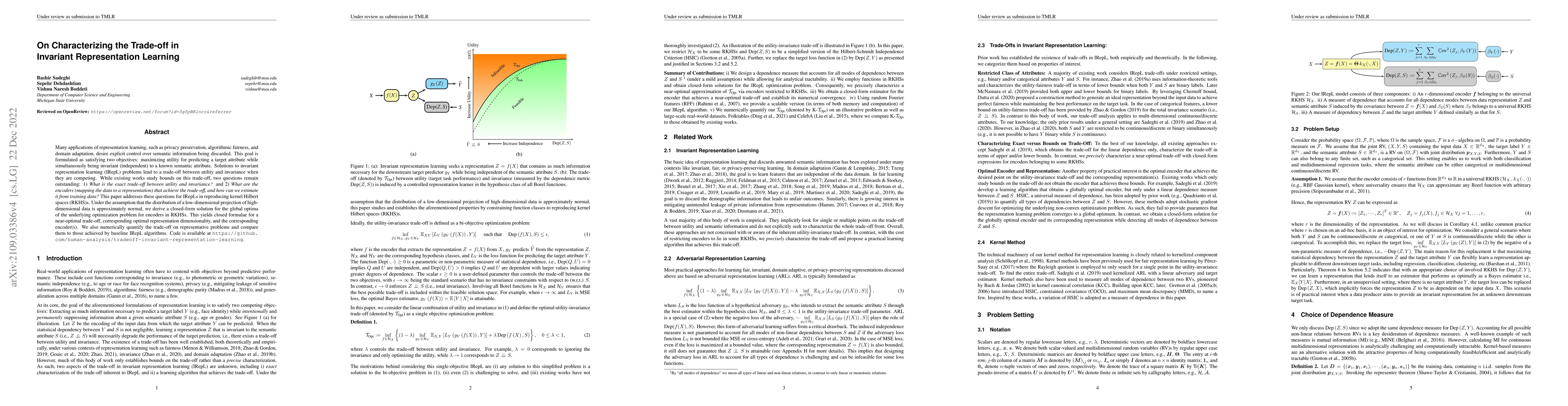 Thumbnail for On Characterizing the Trade-off in Invariant Representation Learning