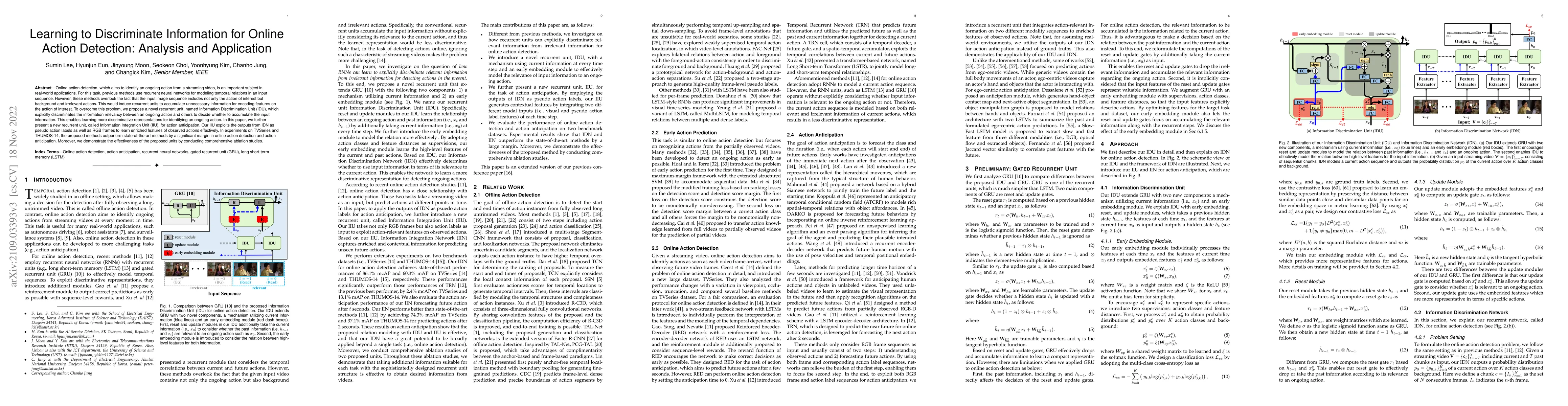 Thumbnail for Learning to Discriminate Information for Online Action Detection:
  Analysis and Application