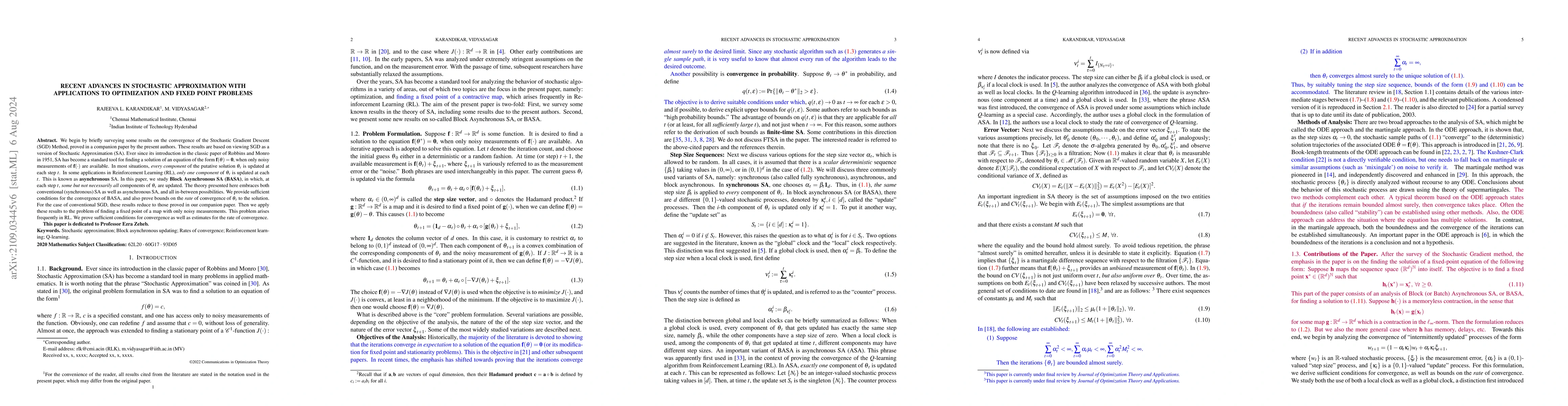 Thumbnail for Convergence of Batch Asynchronous Stochastic Approximation With
  Applications to Reinforcement Learning