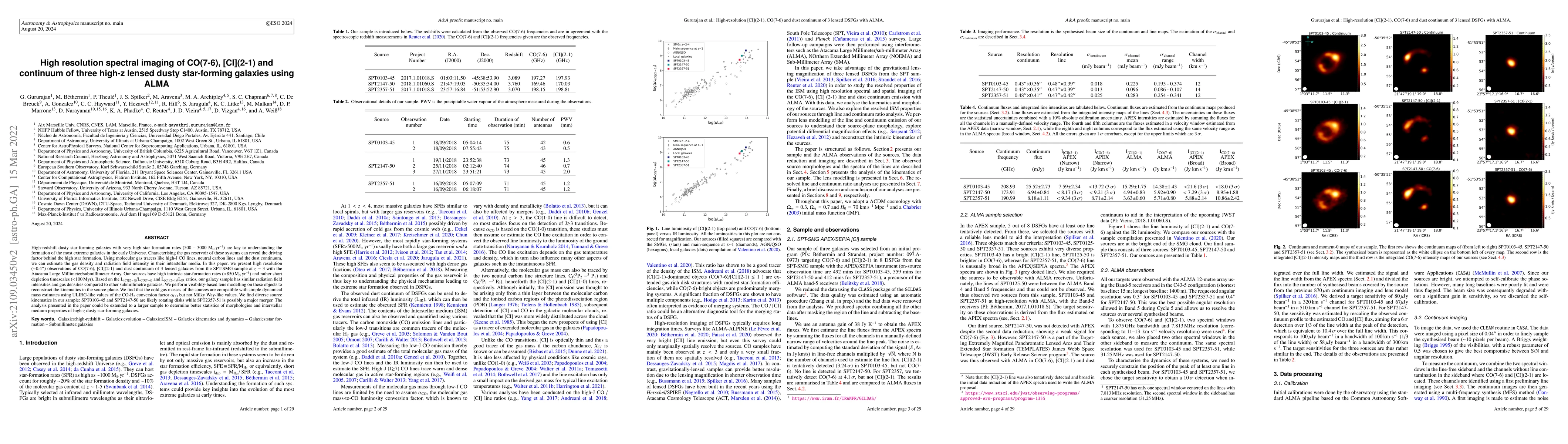 Thumbnail for High resolution spectral imaging of CO(7-6), [CI](2-1) and continuum of
  three high-z lensed dusty star-forming galaxies using ALMA